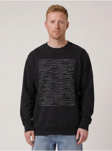 wat? Apparel Sweatshirt Doodle Cats in Schwarz