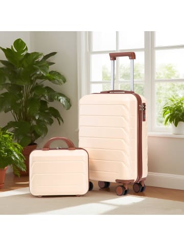 ABRIHOME Kofferset Hartschale mit Kosmetiktasche in Beige