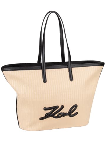 Karl Lagerfeld Shopper K/Signature Raffia MD Tote in Natural/Black