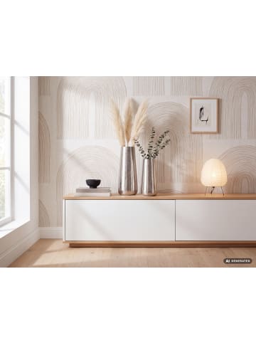 FineBuy Vase in Silber / Aluminium / 21x21x45