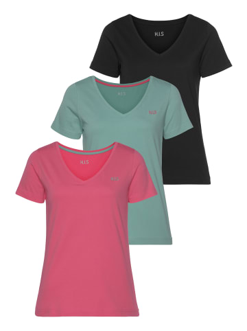 H.I.S. T-Shirt in schwarz, mint, rosa