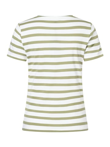More & More sportives Kurzarmshirt, gestreift in offwhite/green