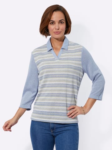 WITT WEIDEN Poloshirt in bleu-lindgrün-geringelt
