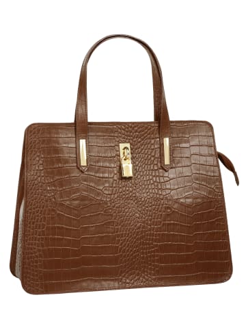 Cluty Handtasche echt Leder in cognac