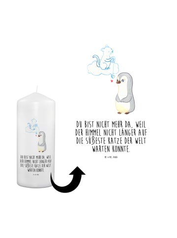 Mr. & Mrs. Panda Kondolenzkerze Trauer Katze mit Spruch in Weiß