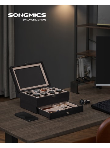 SONGMICS Uhrenbox Anicia in Schwarz - (B)27 x (H)12.5 x (T)19 cm