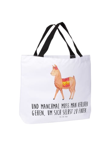 Mr. & Mrs. Panda Strandtasche Alpaka Stolz mit Spruch in Weiß