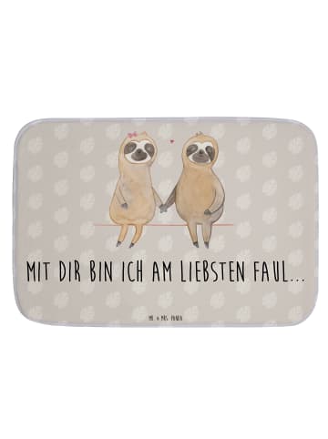 Mr. & Mrs. Panda Badvorleger Faultier Pärchen mit Spruch in Grau Pastell