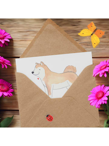 Mr. & Mrs. Panda Grußkarte Akita Inu Herz mit Spruch in Weiß