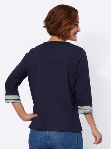 WITT WEIDEN Kurzarmshirt in marine-rosé-bedruckt