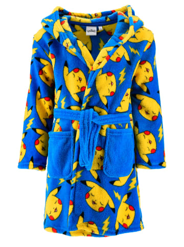 Pokémon Kinder Bademantel Pikachu Jungen mit Kapuze aus Fleece in Blau