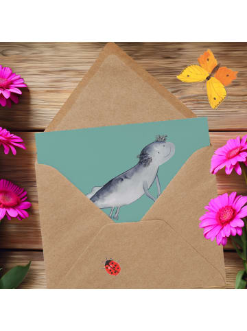 Mr. & Mrs. Panda Einladungskarte Schwimmen Ausrede mit Spruch in Meeresbrise