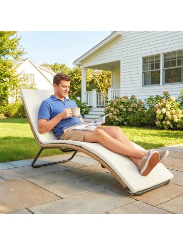Outsunny Rattan-Sonnenliege,175L x 57B x 80H cm,Cremeweiß