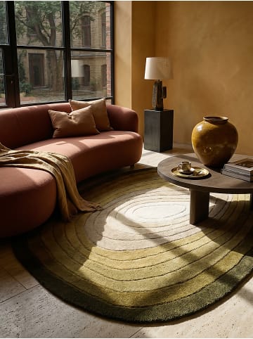 KADIMA DESIGN Teppich Wolle PARRET Abstrakt Wohnzimmer Modern Ei-Form in Grün
