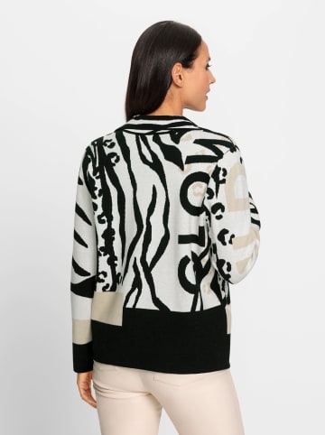 Heine Jacquardstrickjacke in schwarz-champagner-gemustert