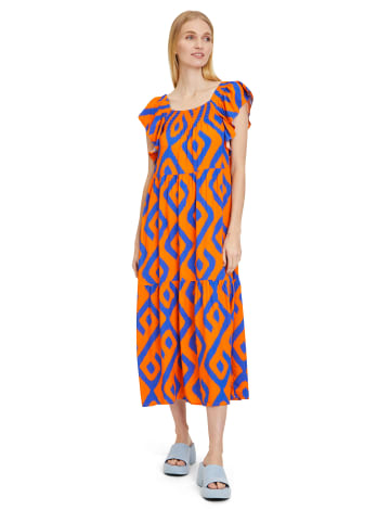 CARTOON Sommerkleid kurzarm in Orange/Blue