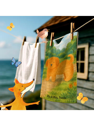 Mr. & Mrs. Panda Gästetuch Hund Flauschig Design ohne Spruch in Weiß