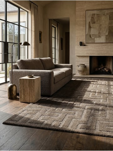 KADIMA DESIGN Teppich Kurzflor Geometrisch pflegeleicht Wohnzimmer Schlafzimmer Flur in Braun