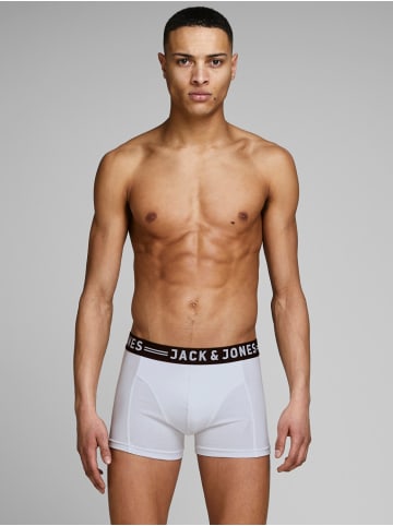 Jack & Jones Set 3er Pack Sense Trunks Boxershorts Stretch Unterhose in Weiß-Grau-Schwarz