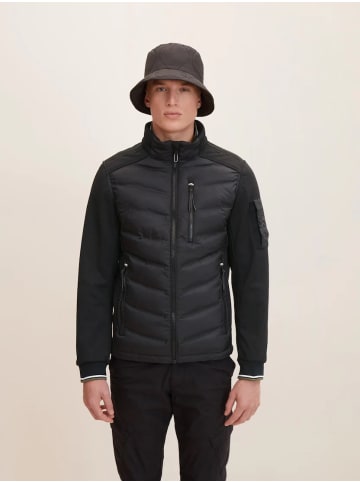 Tom Tailor Halb Wattierte Steppjacke ohne Kapuze Outdoor Übergangs Blouson in Schwarz-2