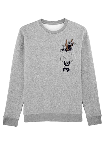 wat? Apparel Sweatshirt Pocket Pandas in Grau meliert