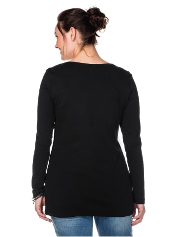 sheego Langarmshirt in schwarz