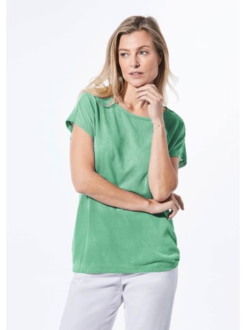 GOLDNER Kurzgröße:  Shirt Shirt in Leinenoptik in jadegrün