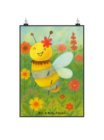 Mr. & Mrs. Panda Print Biene Blume Design ohne Spruch in Weiß