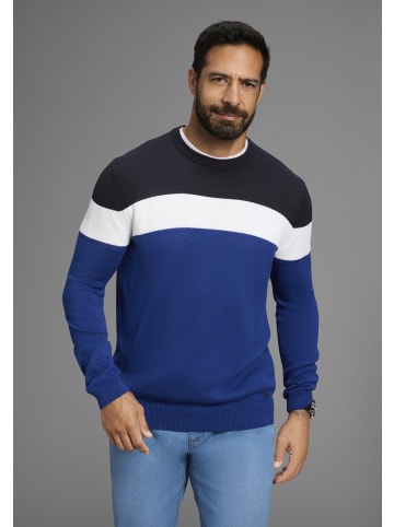 H.I.S. Rundhalspullover in royalblau gestreift