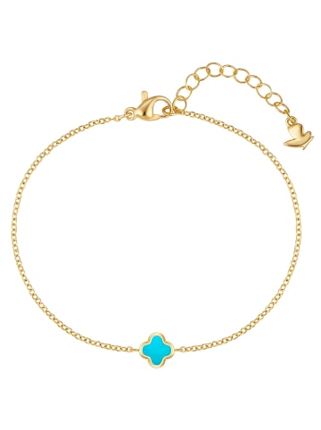 Glanzstücke München Armband Kleeblatt aus Edelstahl mit Türkis (synth.) in gelbgold
