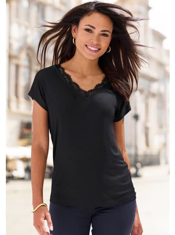 LASCANA V-Shirt in schwarz