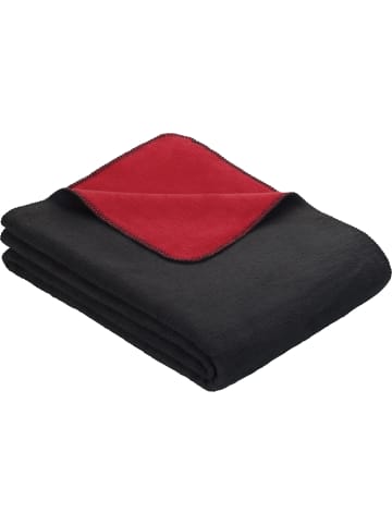 Erwin Müller Baumwollmischung Wohndecke Matera in dunkelgrau/rot