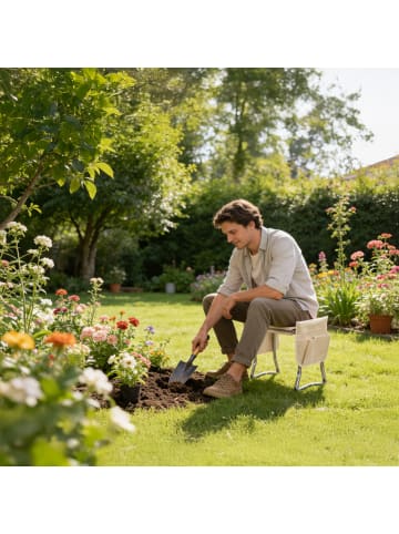 relaxdays Kniebank in Beige - (B)60 x (H)50 x (T)27,5 cm