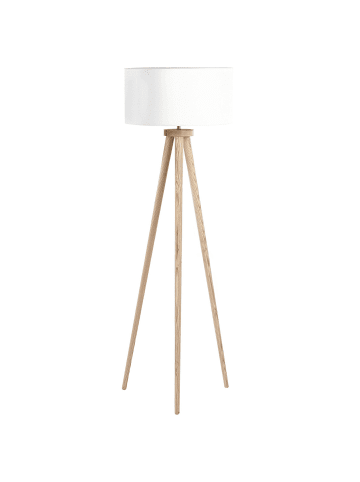 Beliani Stehleuchten NITRA in Weiß/Heller Holzfarbton - (W) 45 x (H) 142 x (L) 45 cm