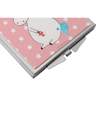 Mr. & Mrs. Panda Handtaschenspiegel quadratisch Einhorn Baby ohn... in Rot Pastell