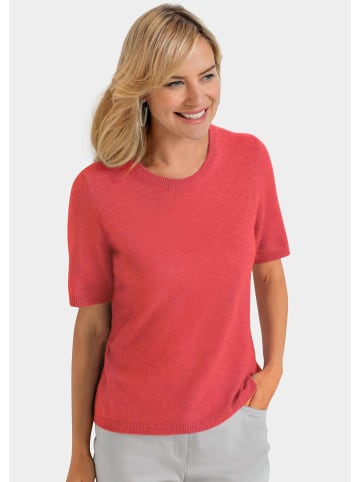 GOLDNER Kurzgröße: Kaschmir-Halbarmpullover mit Rundhals in koralle