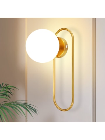 ZMH Wandleuchte in gold 1-flammige E14 Glaskugel Design modern oval Flurlampe