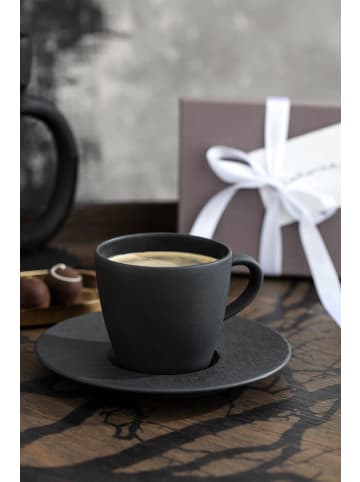 Villeroy & Boch Kaffeetasse mit Untertasse Manufacture Rock 150 ml / ø 15,4 cm in schwarz