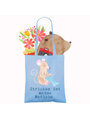 Mr. & Mrs. Panda Umhängetasche Maus Stricken mit Spruch in Sky Blue