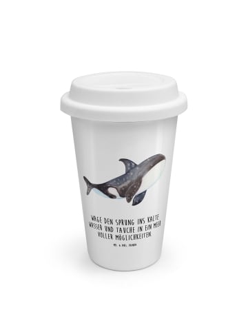 Mr. & Mrs. Panda Travel Mug Orca mit Spruch in Weiß