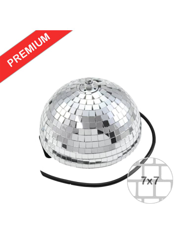 SATISFIRE Discokugel mit Motor Halb-Spiegelkugel D: 20cm in silber PREMIUM