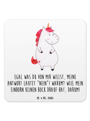 Mr. & Mrs. Panda Untersetzer für Gläser Einhorn Wut mit Spruch in Weiß