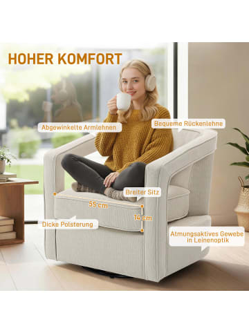 HOMCOM Polstersessel-77L x 75B x 72H cm-Beige