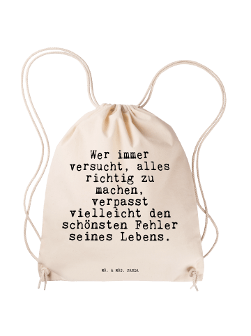 Mr. & Mrs. Panda Stoffbeutel Wer immer versucht, alles... mit Sp... in Creme