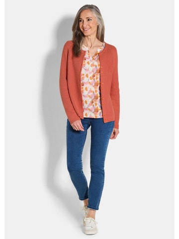 GOLDNER Cardigan aus Baumwolle, Rundhals in terrakotta
