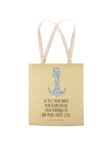 Mr. & Mrs. Panda Tasche Anker Blau mit Spruch in Gelb Pastell