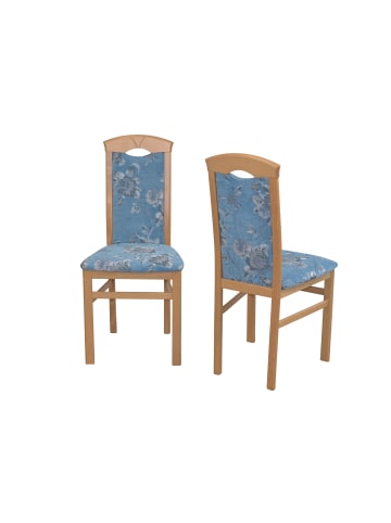 möbel-direkt 4-Fuß-Polsterstuhl 2Stühle in Eiche/blau