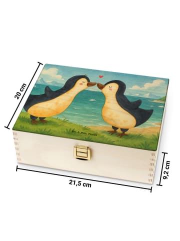 Mr. & Mrs. Panda Teebox Pinguine Kuss Design ohne Spruch in Weiß