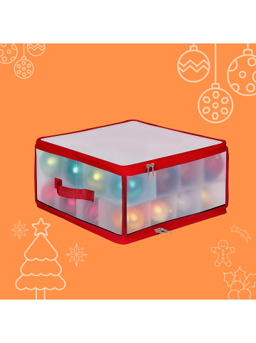 relaxdays Weihnachtskugel-Aufbewahrungsbox in Transparent/ Rot - (B)36 x (H)18 x (T)36 cm