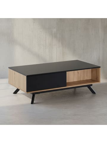 KADIMA DESIGN Couchtisch | Eiche/Schwarz, 110x60x38cm, Schubladen